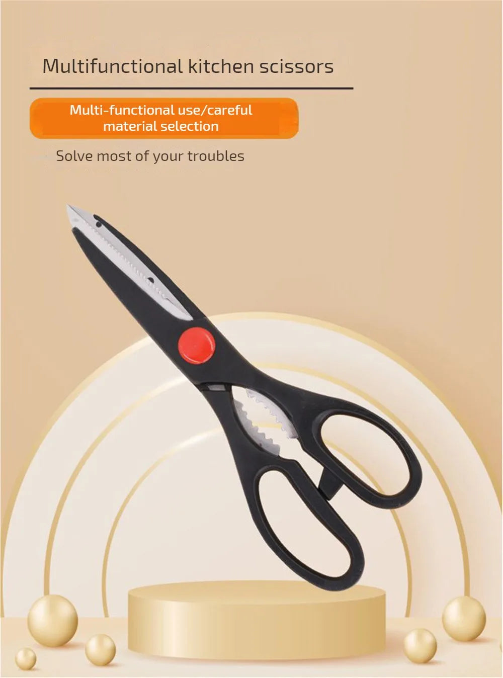 ✂️ Tijeras de Cocina Multifuncionales de Acero Inoxidable Afiladas, Seguras y Duraderas | Incluyen Cascanueces Integrado