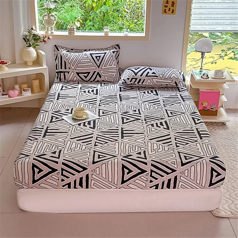 Sábana de estilo Floral con funda de almohada, funda de cama suave, sábana bajera individual/doble/Queen/King/SKing, ropa de cama sabana