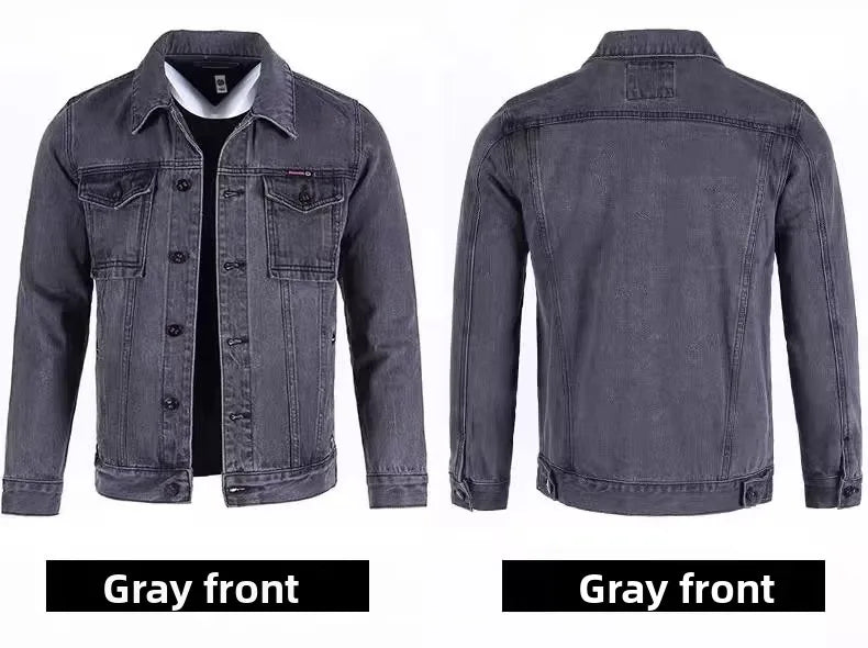 Chaqueta de mezclilla informal a la moda para hombre, ropa de trabajo, estilo clásico, manga larga, resistente al viento, par...