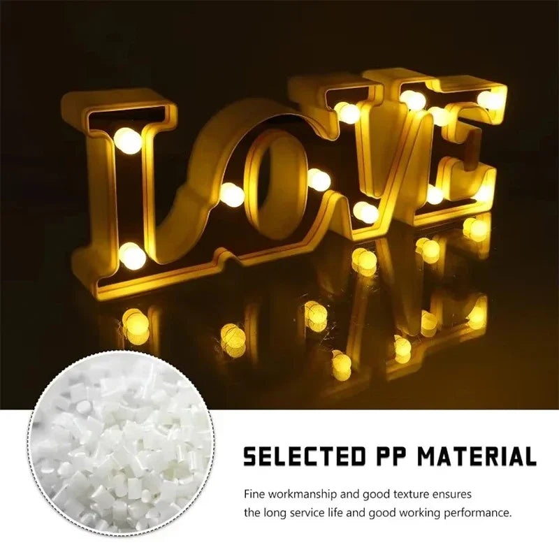 Luces LED de amor para el Día de San Valentín, luces con letras románticas, decoración de escritorio para el hogar, accesorios de ambiente de boda, decoración para fiestas navideñas