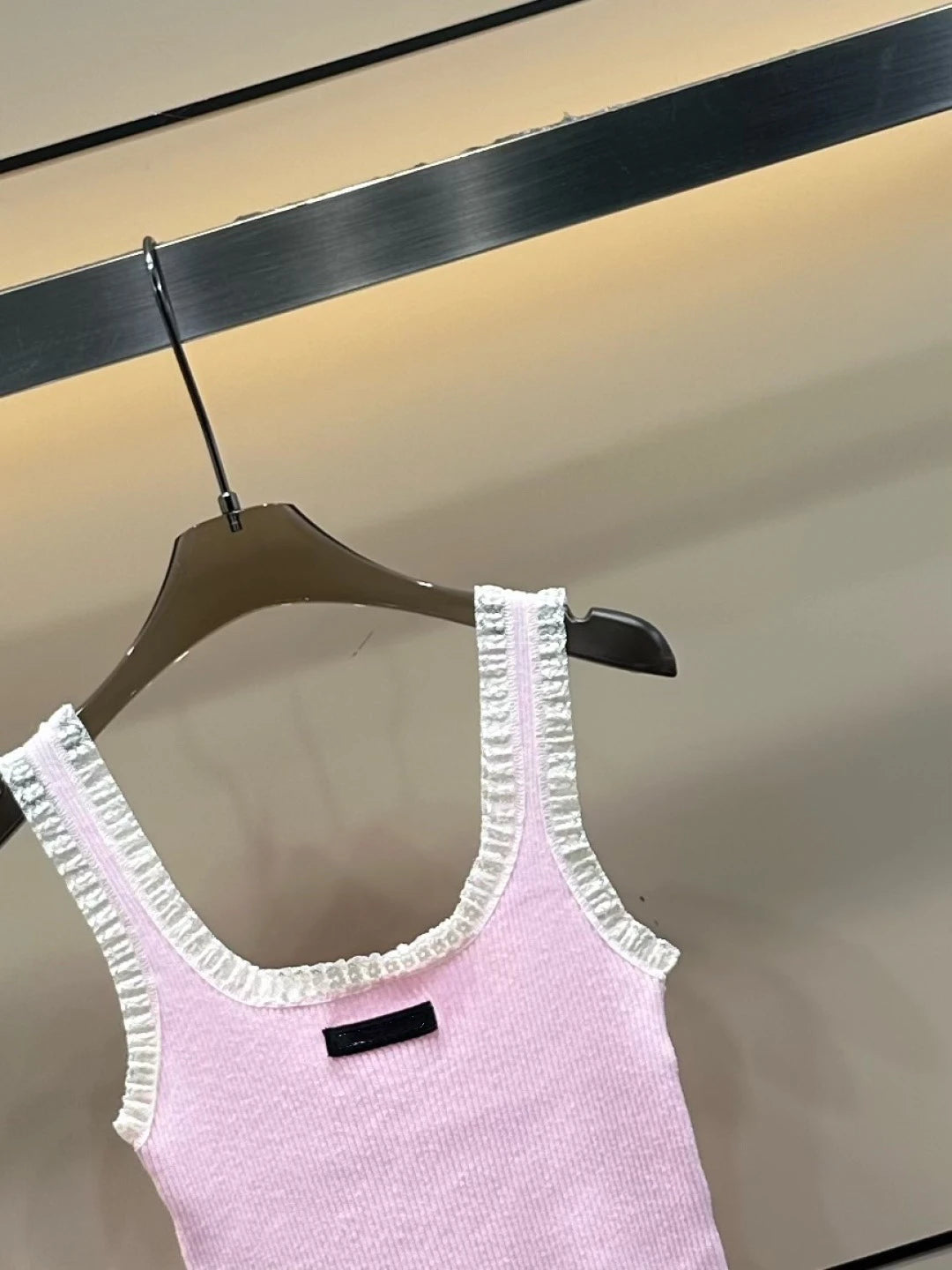 Ceco de Punto con Encaje de Diseño Coreano de Moda, Estilo Informal para Mujer, Color Sólido