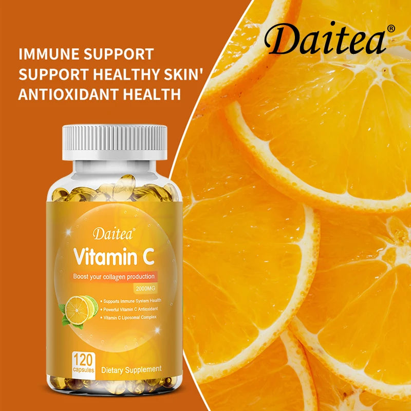 Vitamina C 2000 mg Daitea | Antioxidante Potente para Inmunidad, Piel, Cabello y Uñas