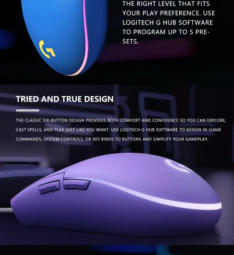 🖱️ Mouse Gamer con Cable Logitech G203 Precisión Profesional, 6 Botones Programables y Diseño Ergonómico