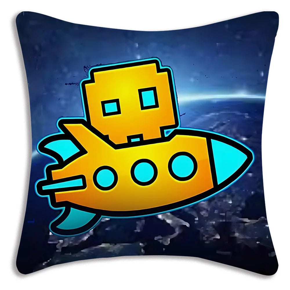 Fundas de almohada geométricas de dibujos animados Dash Videojuego sofá decorativo hogar impresión de doble cara funda de cojín bonita de felpa corta