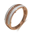 💍 Anillo SYOUJYO de Oro Rosa 585 con Circón Natural Esmalte Blanco, Pavé Completo y Brillo Elegante | Joyería Fina para Uso Diario