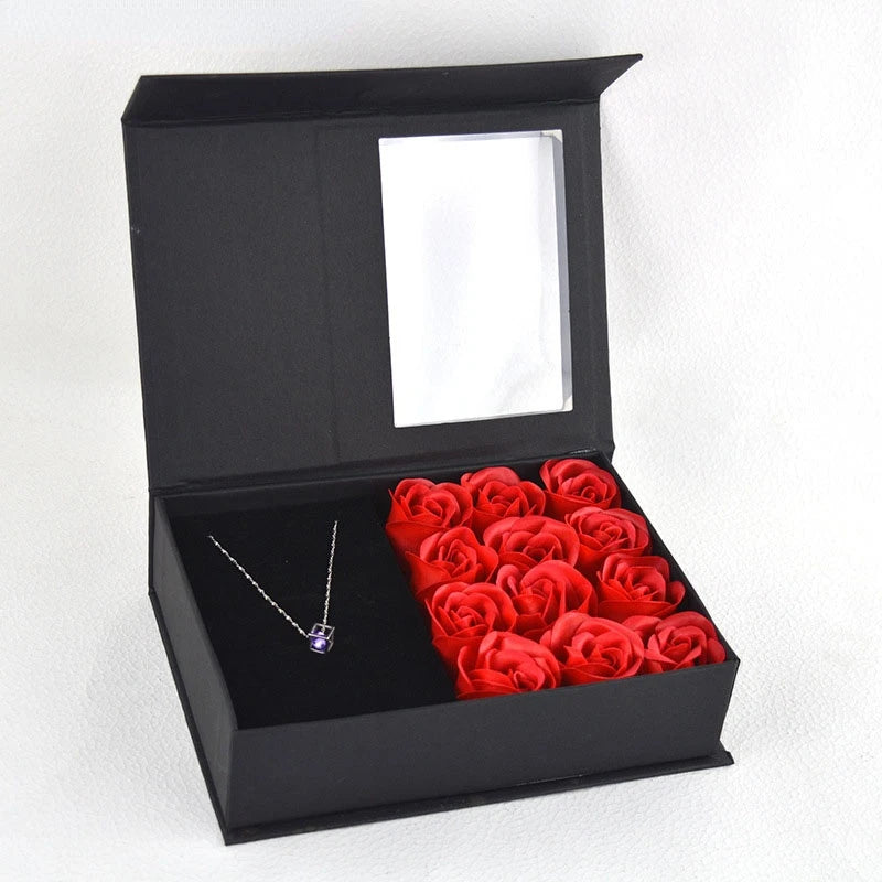 Caja de joyería de flores para el Día de la madre de San Valentín, flor rosa, regalo de Navidad, fiesta de cumpleaños para mujer, regalos para novia, regalos para mamá