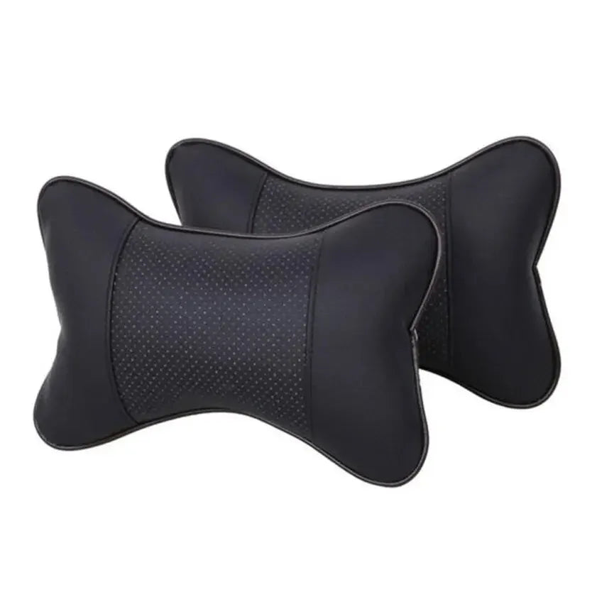 Almohadas para el cuello del coche, paquete de 1 Uds. De cuero Pu de ambos lados, reposacabezas para aliviar el dolor de cabeza, almohada Universal de fibra rellena para coche