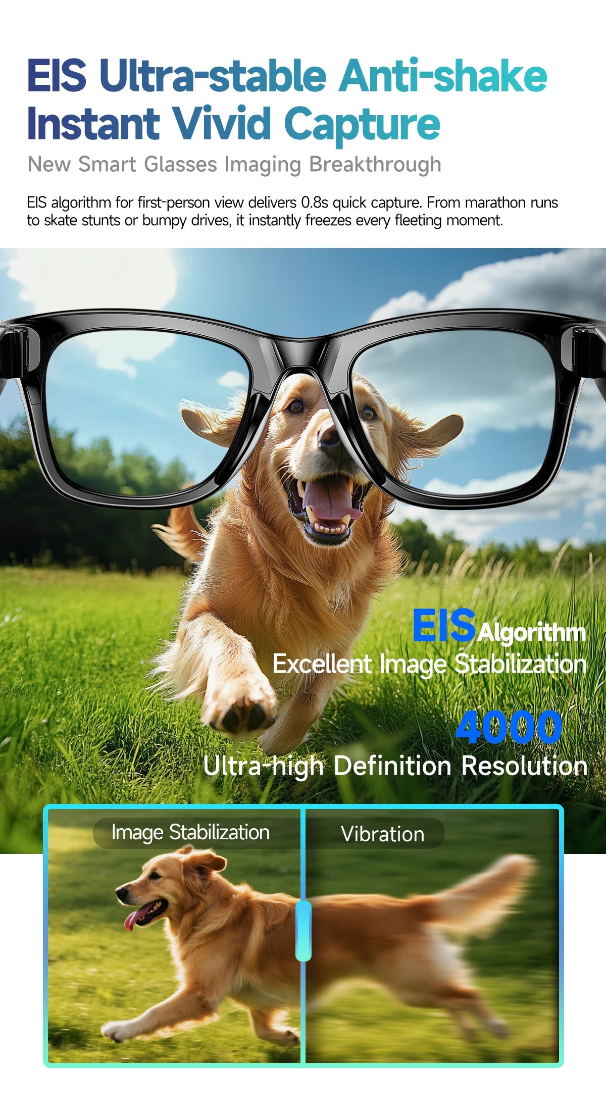Gafas Inteligentes AI con Cámara 800W - Lentes Fotocromáticos, Traducción y Llamadas Bluetooth