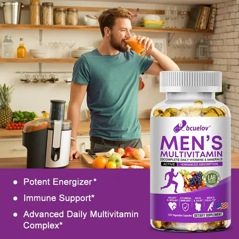 Multivitamina Diaria para Hombres Bunkell | 22 Vitaminas y Minerales para Energía, Inmunidad y Salud Integral