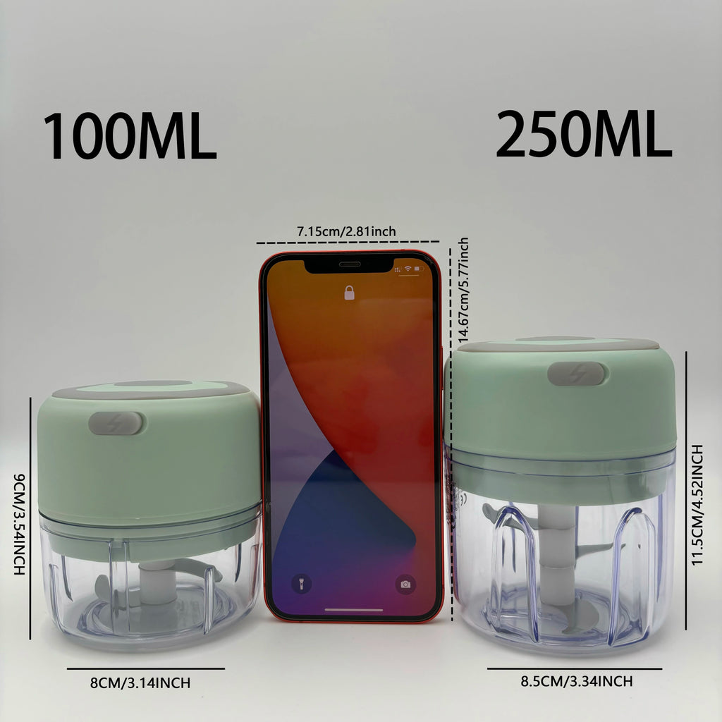 Mini picadora eléctrica con prensa de ajo de 100ml/250ml, triturador USB recargable con potente batería de litio, picadora de carne fácil