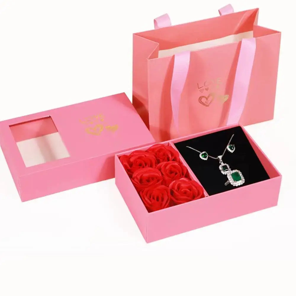 Caja de joyería de flores para el Día de la madre de San Valentín, flor rosa, regalo de Navidad, fiesta de cumpleaños para mujer, regalos para novia, regalos para mamá