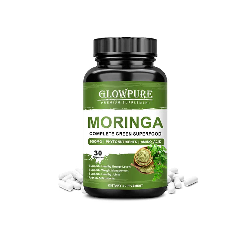 Cápsulas Pure Moringa: superalimento para energía, piel, salud inmune y intestinal con antioxidantes, vitaminas y aminoácidos