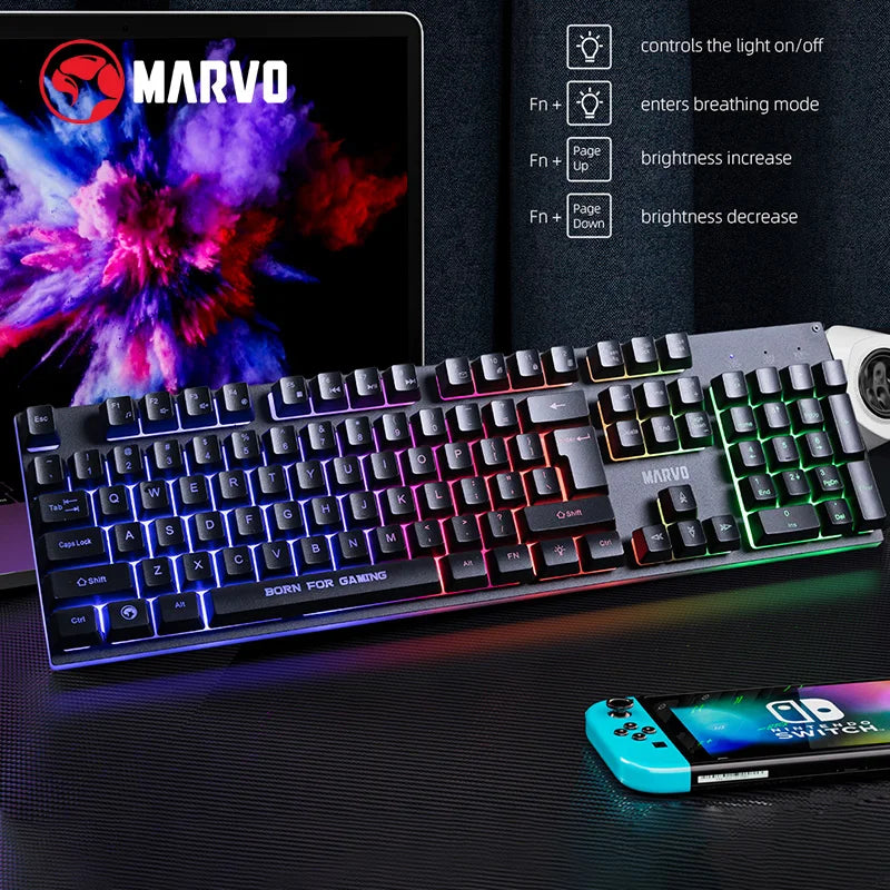 🎮 Kit Gamer MARVO 4 en 1 RGB Teclado + Mouse + Audífonos + Mousepad | Rendimiento Total para Gaming