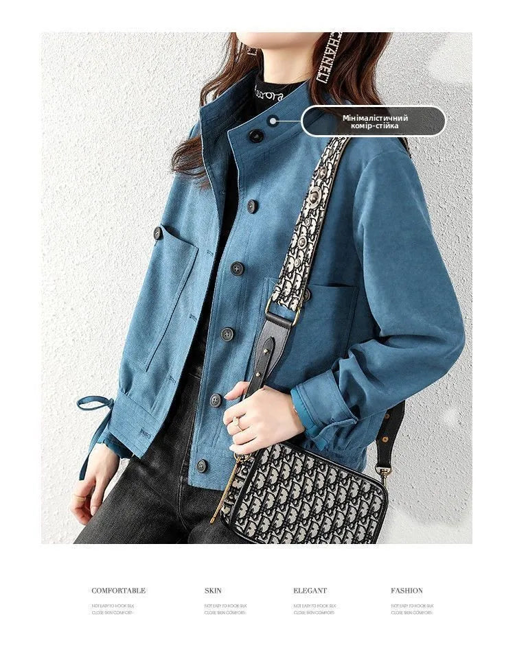 Chaqueta Corta de Motocicta para Mujer, de Alta Gama, Antienvejecimiento, Talla ande, Artística, Versátil, Moderna, para...