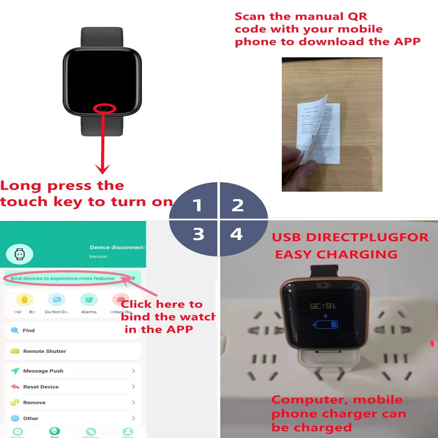 Smartwatch Reloj Inteligente para Hombre y Mujer - Monitor de Fitness con Mensajes - Pulsera Deportiva para Android e iOS