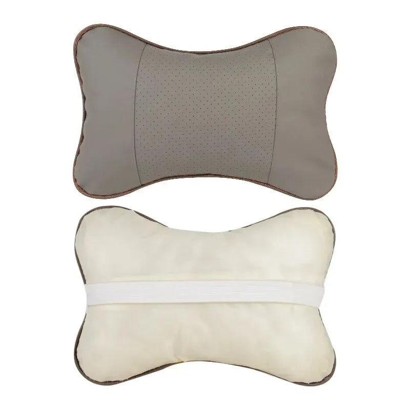 Almohadas para el cuello del coche, paquete de 1 Uds. De cuero Pu de ambos lados, reposacabezas para aliviar el dolor de cabeza, almohada Universal de fibra rellena para coche