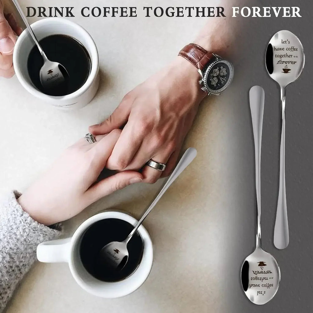 Regalo del Día de San Valentín, cucharas de café con leche de acero inoxidable, letras de amor, recuerdos de boda, regalo de aniversario para novia y novio