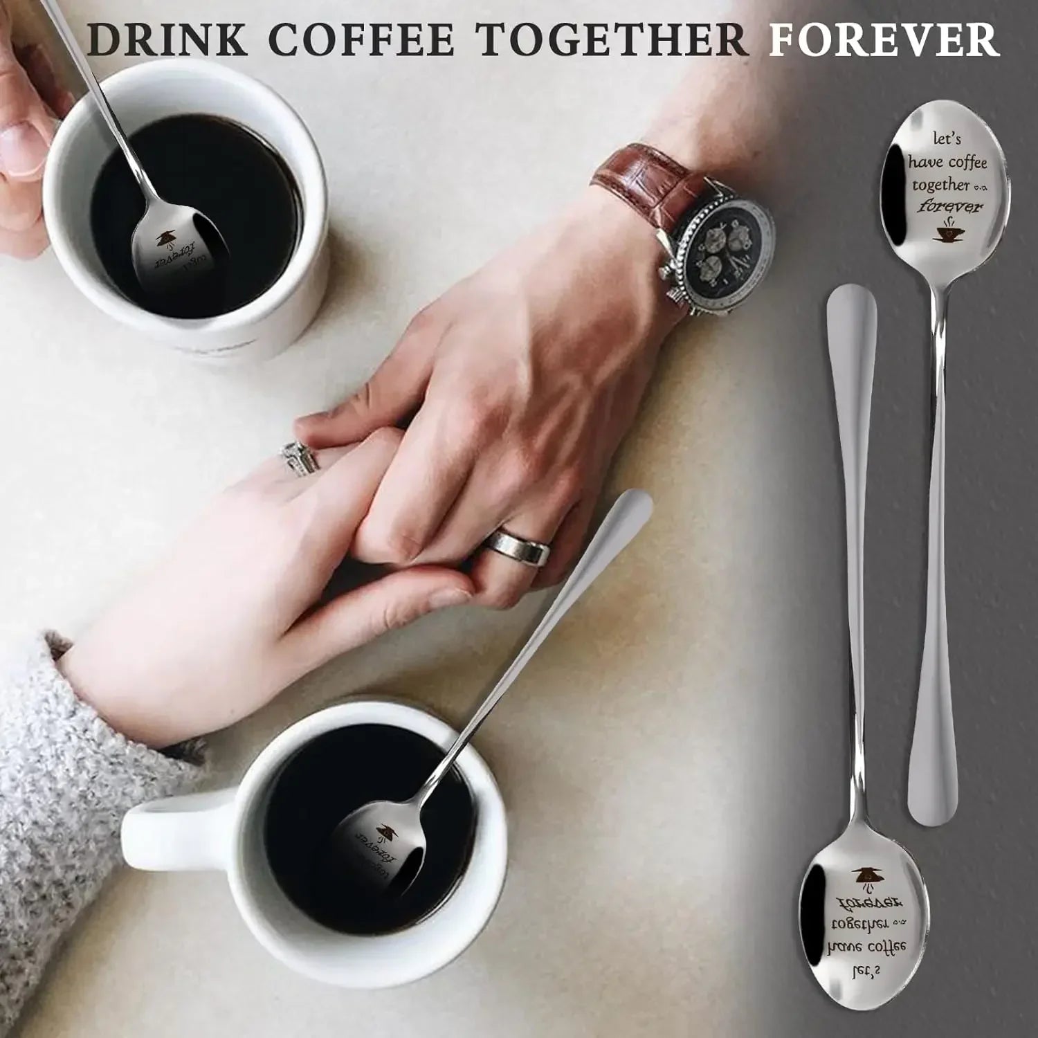 Regalo del Día de San Valentín, cucharas de café con leche de acero inoxidable, letras de amor, recuerdos de boda, regalo de aniversario para novia y novio