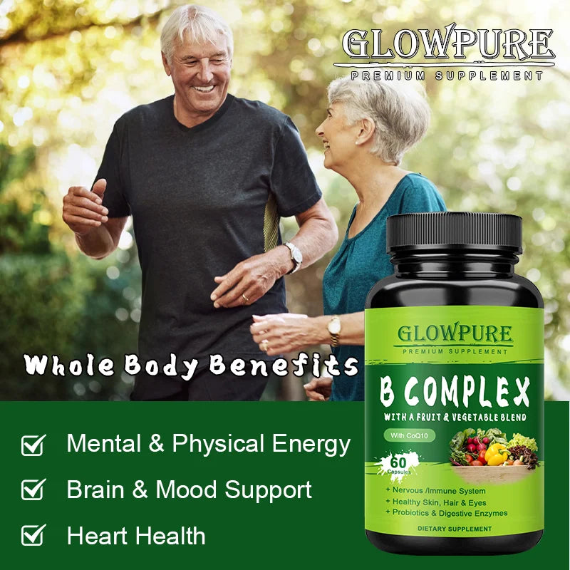 Complejo de Vitaminas B para Energía y Sistema Nervioso | Apoyo a Inmunidad, Corazón, Cabello, Piel y Uñas