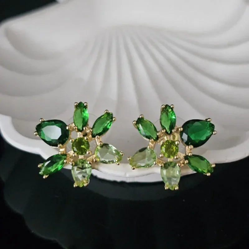 Dijes de moda, conjuntos de joyería fina, dijes de lujo, flores de cristal rosa, collar, pendientes, pulsera, accesorios de fiesta para mujer