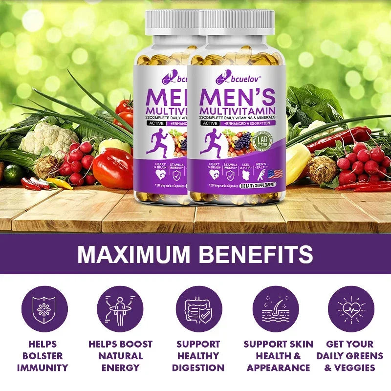 Multivitamina Diaria para Hombres Bunkell | 22 Vitaminas y Minerales para Energía, Inmunidad y Salud Integral