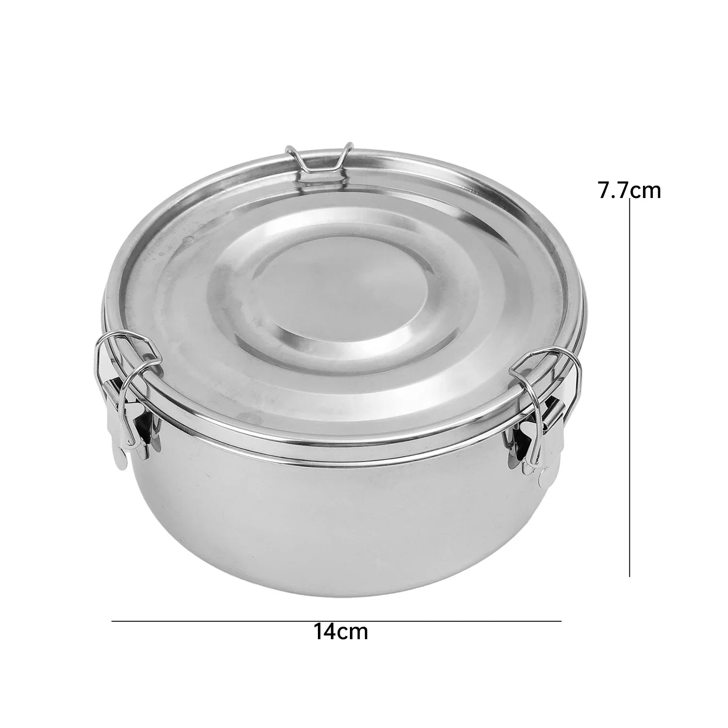 Caja de mantenimiento fresco de acero inoxidable, fiambrera sellada con hebilla, contenedor de comida redondo, contenedor organizador de frutas para refrigerador, 1/3 Uds.