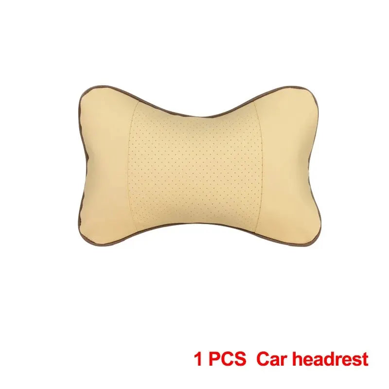 Almohadas para el cuello del coche, paquete de 1 Uds. De cuero Pu de ambos lados, reposacabezas para aliviar el dolor de cabeza, almohada Universal de fibra rellena para coche
