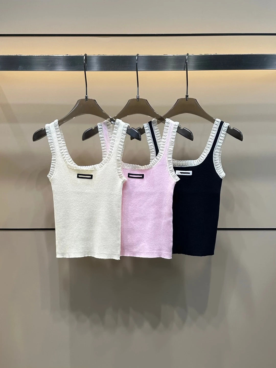 Ceco de Punto con Encaje de Diseño Coreano de Moda, Estilo Informal para Mujer, Color Sólido