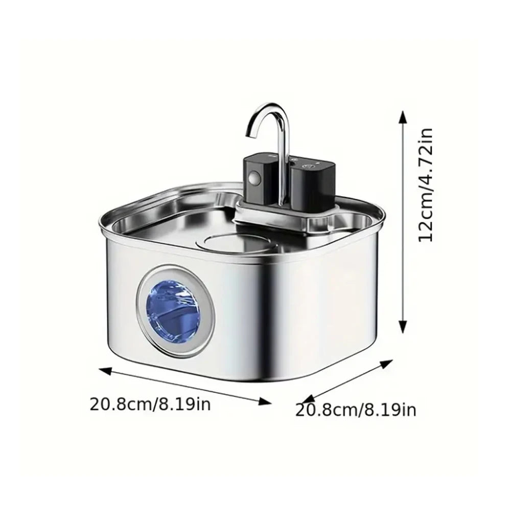 Fuente de Agua Automática para Gatos 3L de Acero Inoxidable – Bebedero Inalámbrico con Sensor Inteligente