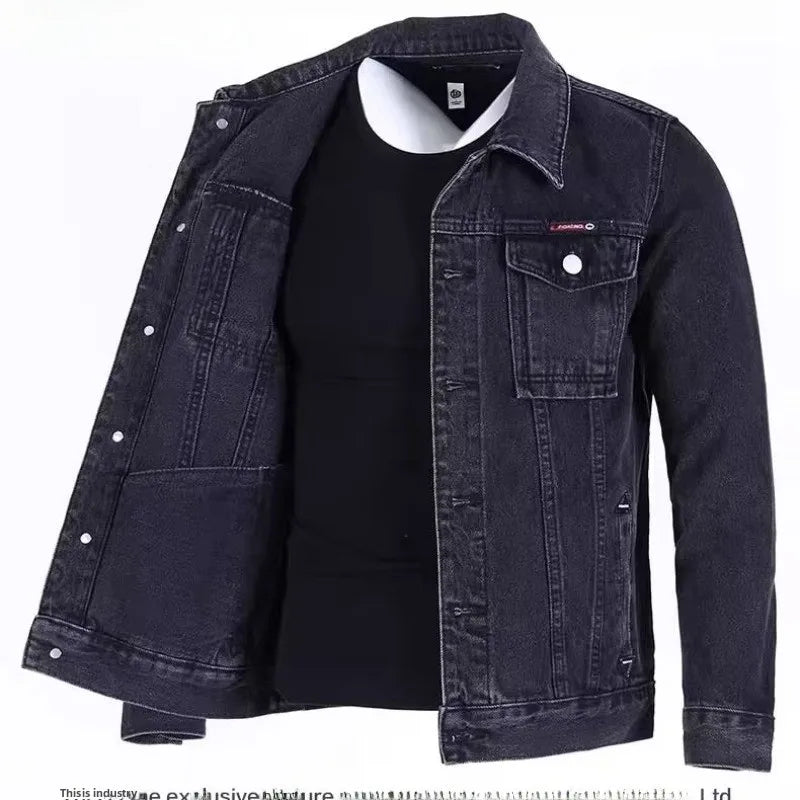 Chaqueta de mezclilla informal a la moda para hombre, ropa de trabajo, estilo clásico, manga larga, resistente al viento, par...