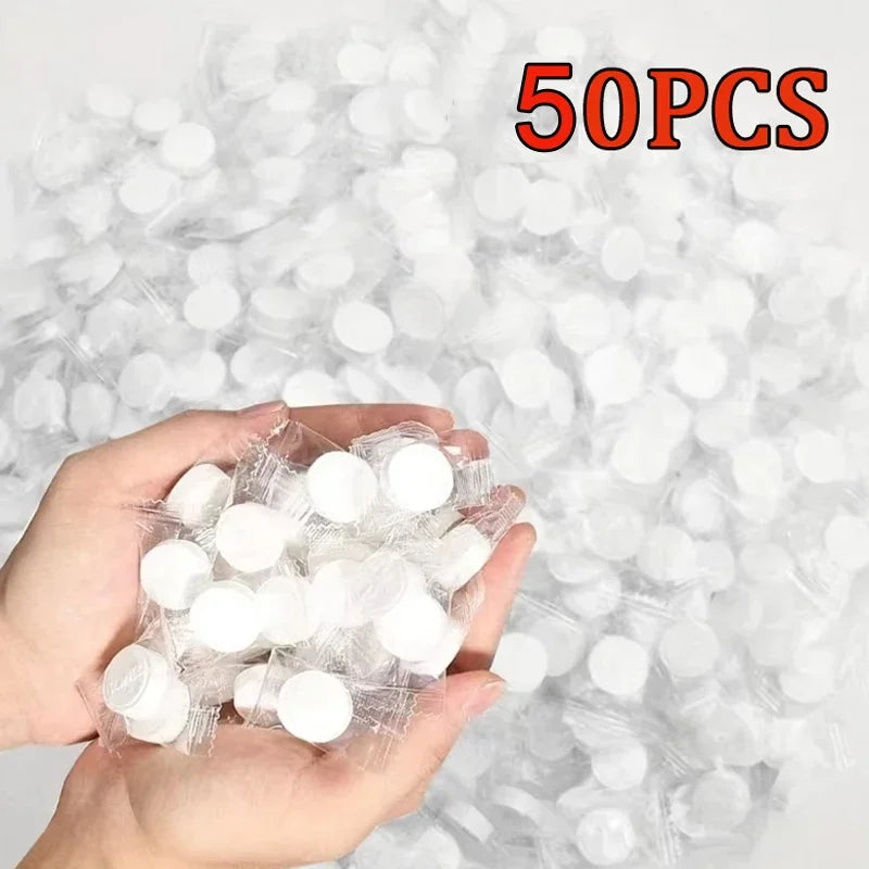 Toallitas Comprimidas Desechables para Limpieza Facial - 50 Piezas Portátiles