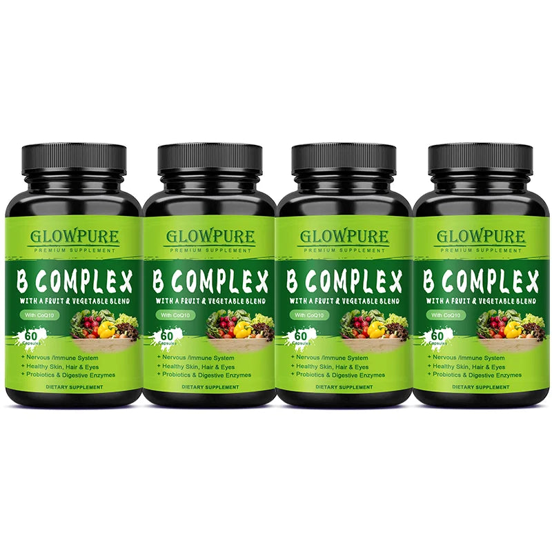 Complejo de Vitaminas B para Energía y Sistema Nervioso | Apoyo a Inmunidad, Corazón, Cabello, Piel y Uñas