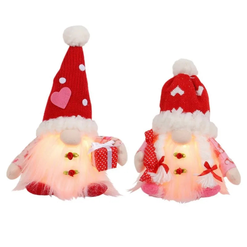 💕 Gnomo Decorativo Iluminado para San Valentín Muñeco Tejido sin Rostro con Luz LED | Regalo Romántico y Decoración del Hogar