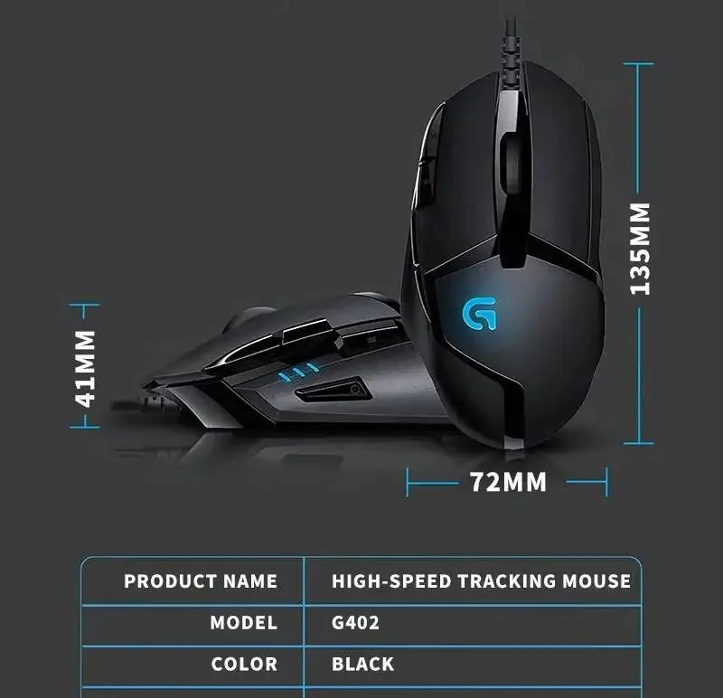 Ratón para juegos Logitech G402, con seguimiento de alta velocidad y efectos de sonido estéreo, es imprescindible para los jugadores. Toque cómodo