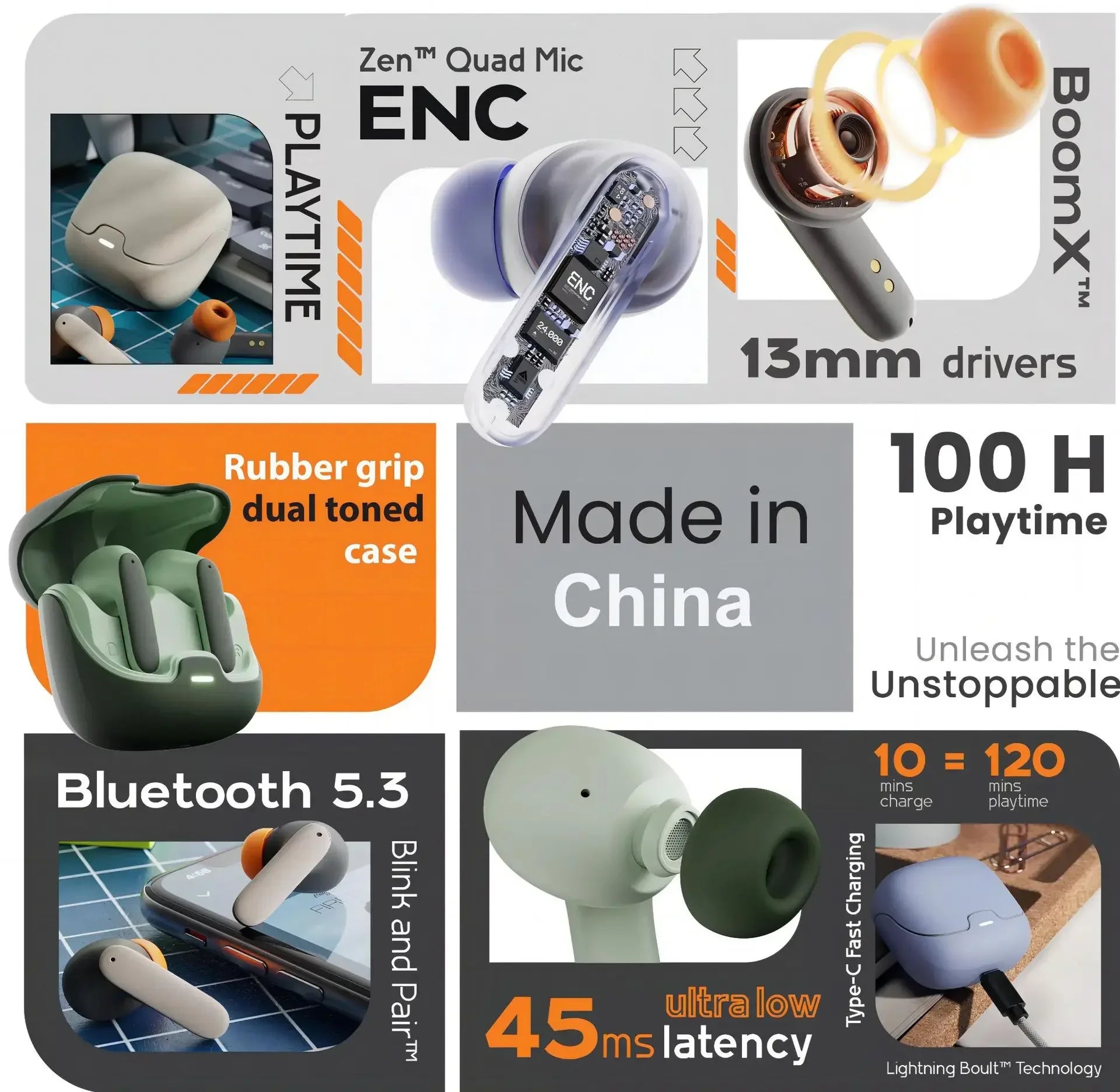 Auriculares Inalámbricos TWS Bluetooth 5.4 con Cancelación de Ruido ENC