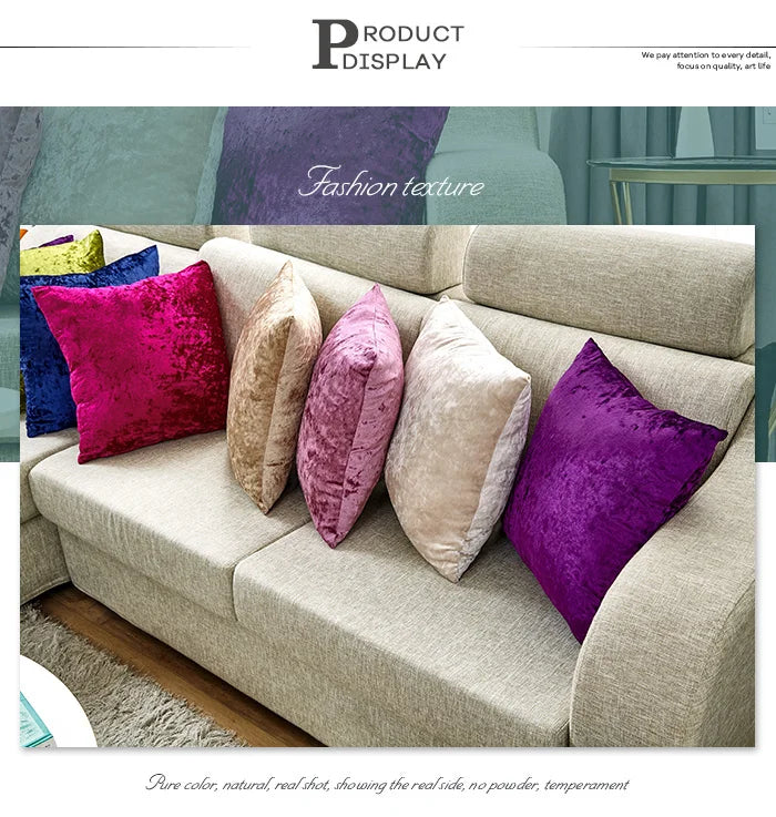 Almohada de terciopelo para sala de estar, cubierta de almohada supersuave de 60x60 cm, utilizada para lanzar sofá, decoración brillante