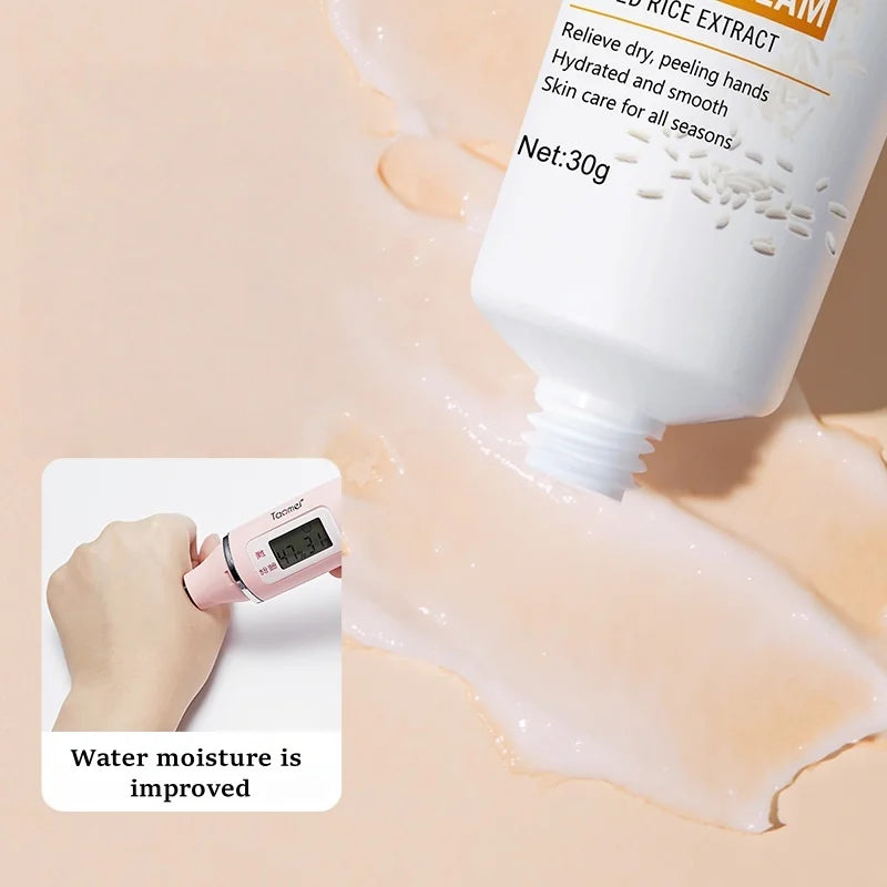 Crema de Manos de Arroz Hidratante - Suaviza y Repara Piel Seca y Áspera