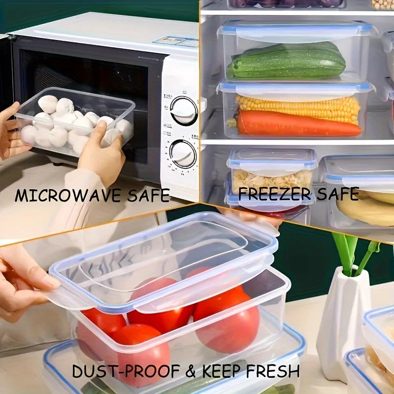 Contenedor de Almacenamiento de Alimentos Transparente 8 Piezas con Tapa - Multicompartimentos para Frutas, Verduras, Pasta - Polipropileno