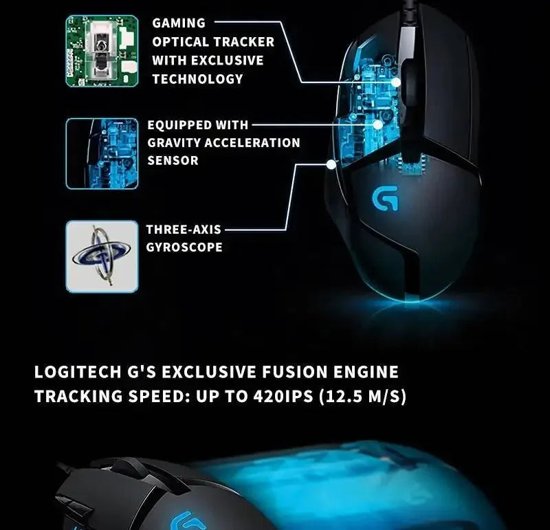 Ratón para juegos Logitech G402, con seguimiento de alta velocidad y efectos de sonido estéreo, es imprescindible para los jugadores. Toque cómodo