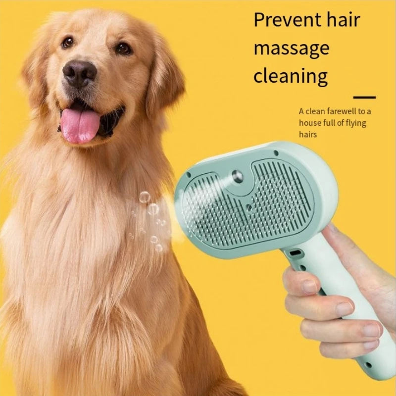 Peine Eléctrico de Vapor para Mascotas | Cepillo Profesional Antiestático y Removedor de Pelo para Perros y Gatos