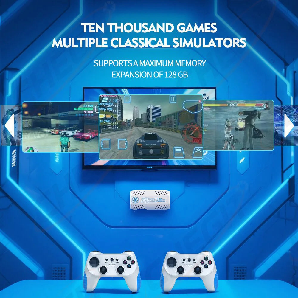 Nuevo 128G 50000 + Game Stick X10 Pro 4K Video TV consola de juegos inalámbricos Gamepads Videojuego/64G 20000+ juegos Arcade clásicos