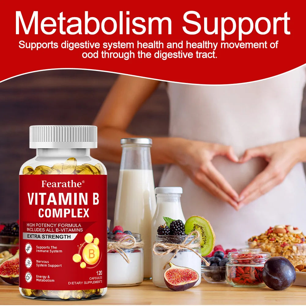 Complejo de Vitamina B Fearathe | B12, B2, B3, B6, Ácido Fólico y Biotina para Energía e Inmunidad