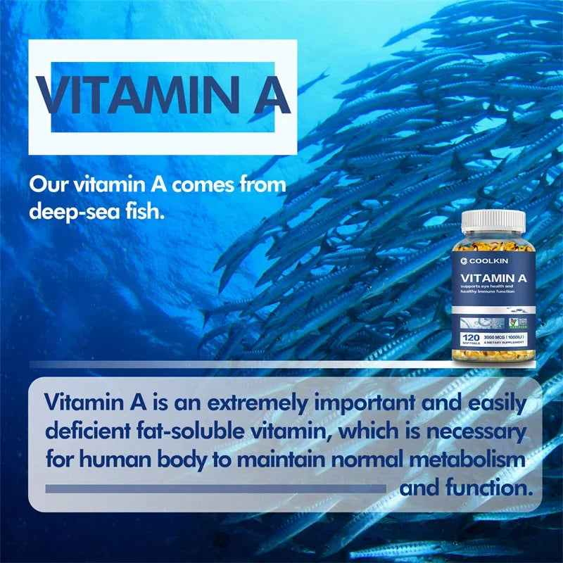 Vitamina A 10,000 UI Coolkin | Apoyo para la Salud de los Ojos, la Piel y el Sistema Inmunológico