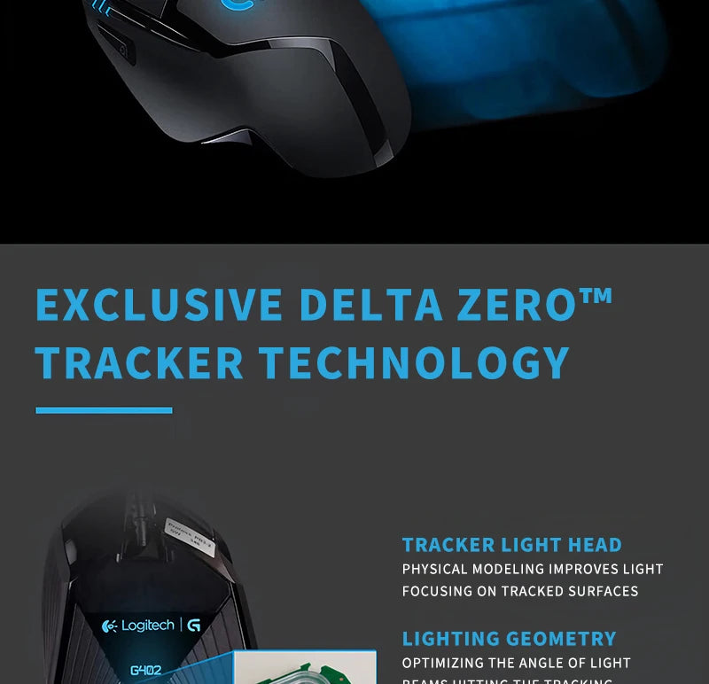 Mouse Gamer Logitech G402 | Diseño Confiable y Alta Precisión para Gamers Profesionales