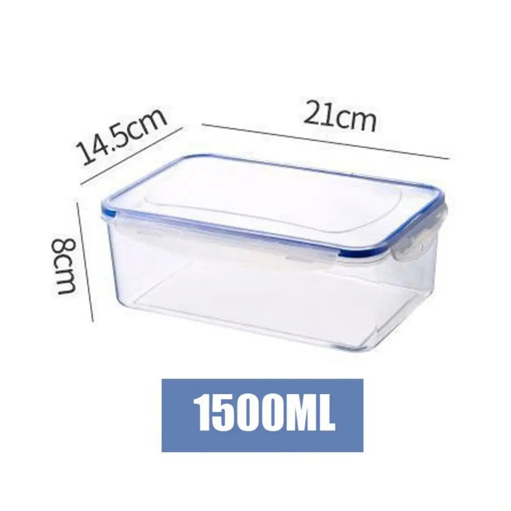 Caja de almacenamiento de plástico segura para refrigerador con tapa, recipientes y tarros de alimentos rectangulares sellados, apilables, trasparent, 1/4 Uds.