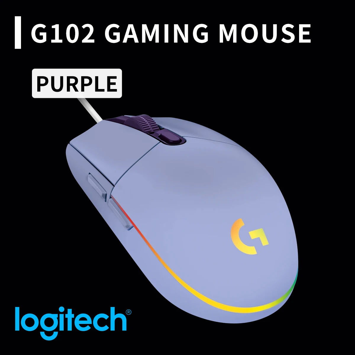 Ratón para Juegos Logitech G102, 16.8M Colores RGB, Botones Mecánicos de Tensión, 20M de Clics, 6 Teclas Programables para Jugadores de PC