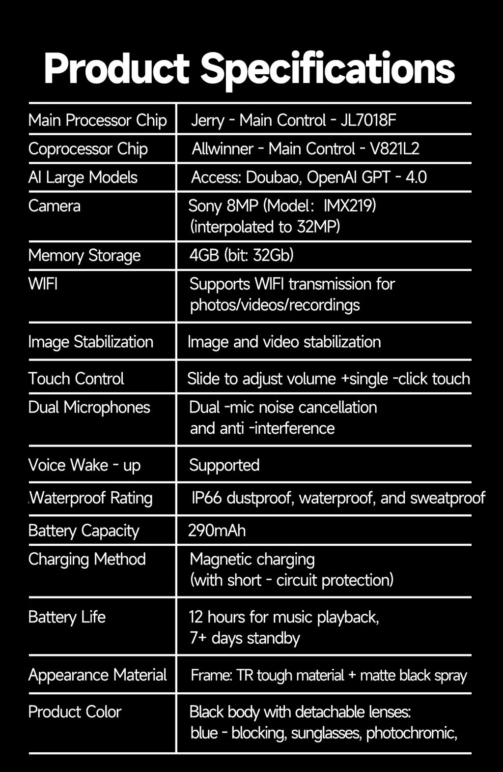Gafas Inteligentes AI con Cámara 8MP - Grabación Video, Traducción y Bluetooth IP66