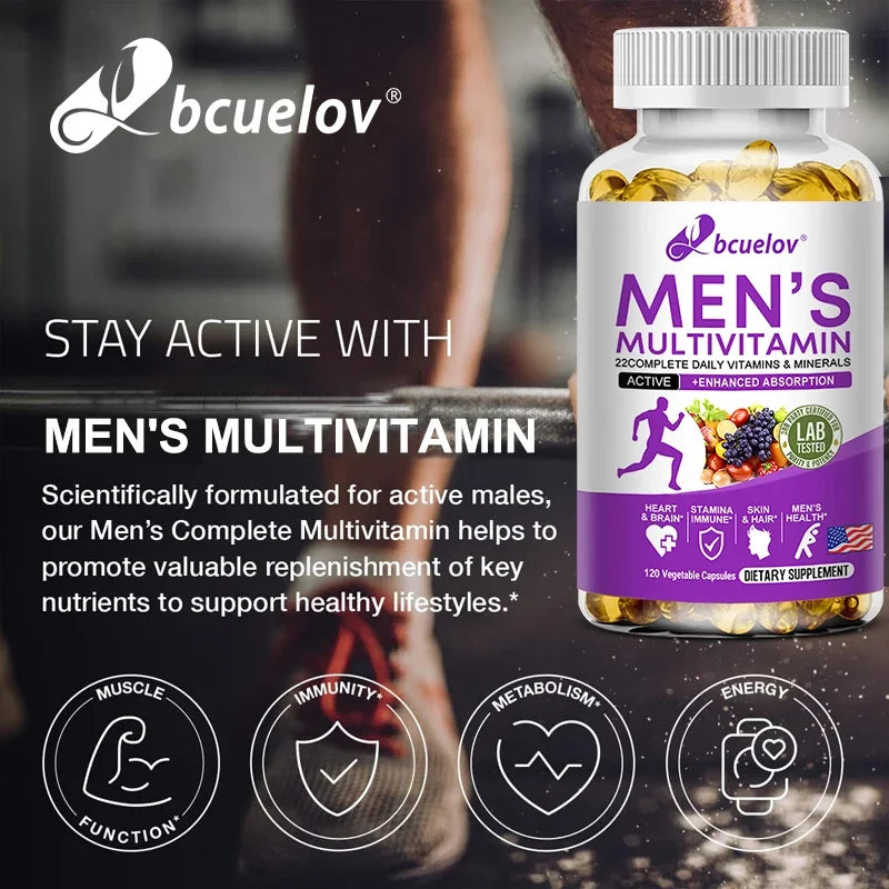 Multivitamina Diaria para Hombres Bunkell | 22 Vitaminas y Minerales para Energía, Inmunidad y Salud Integral