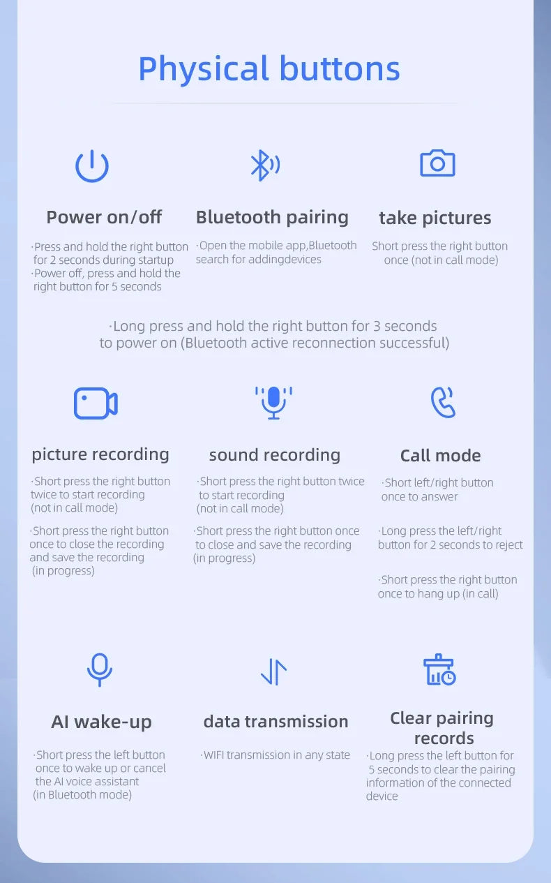 Gafas inteligentes AI, traducción AI, cámara HD de 8MP, imagen de disparo 4K, grabación de conversación, escucha de música, novedad de 2026