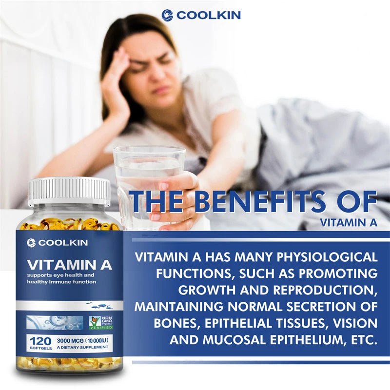 Vitamina A 10,000 UI Coolkin | Apoyo para la Salud de los Ojos, la Piel y el Sistema Inmunológico